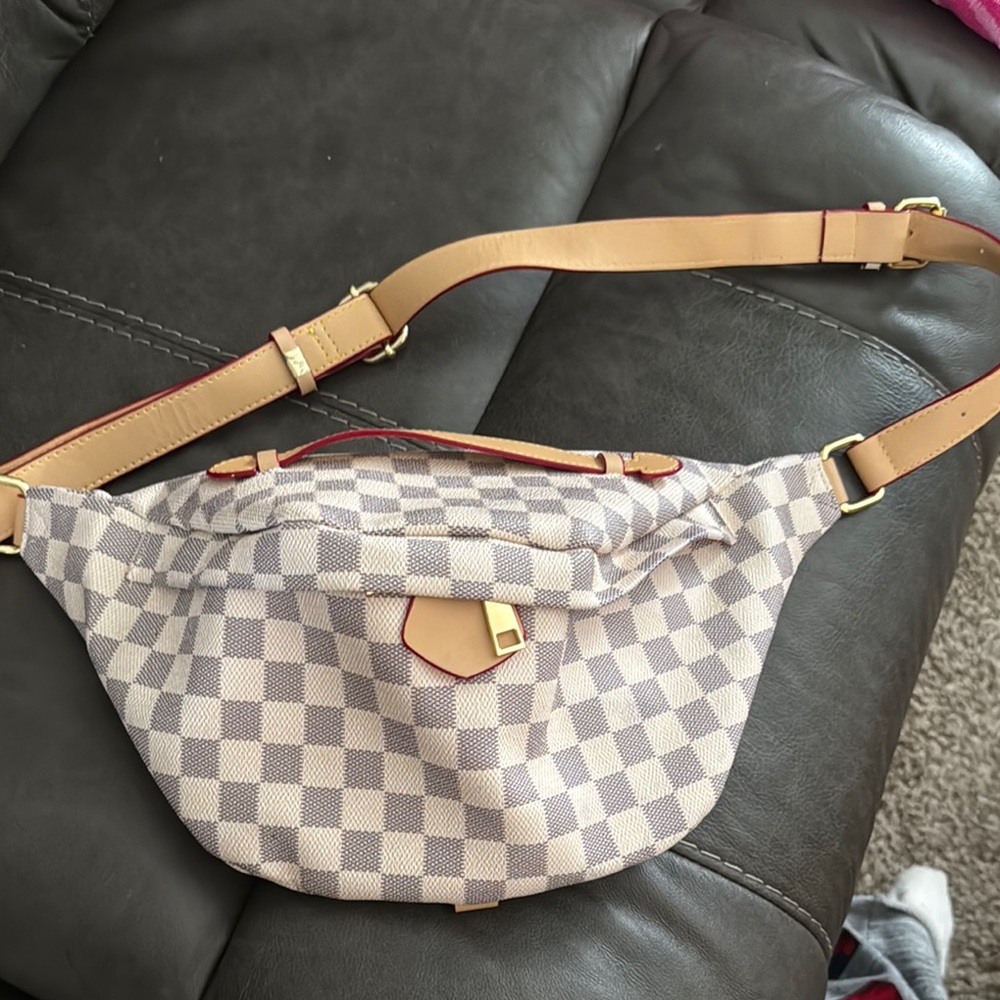 Checkered Beige and Tan Women's Bag